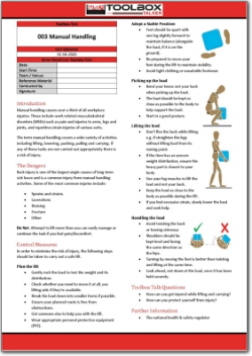 Manual handling toolbox talk