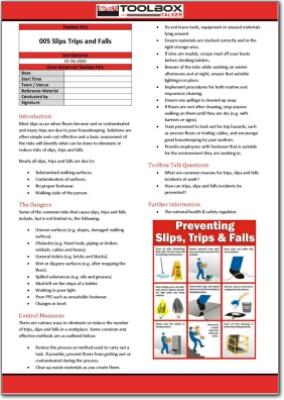 slips trips and falls toolbox talk