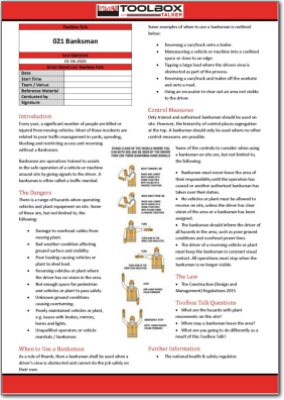 banksman toolbox talk