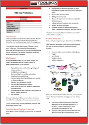 eye protection toolbox talk