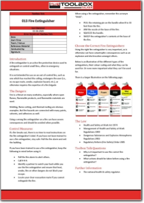 fire extinguisher toolbox talk