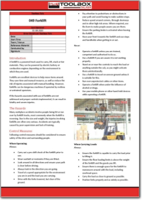 forklift toolbox talk