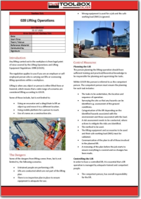 lifting operations toolbox talk