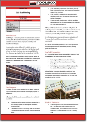 scaffolding toolbox talk