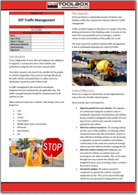 traffic management toolbox talk