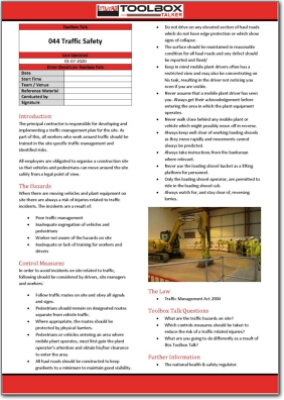 traffic safety toolbox talk