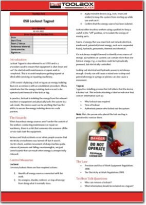 lockout tagout toolbox talk