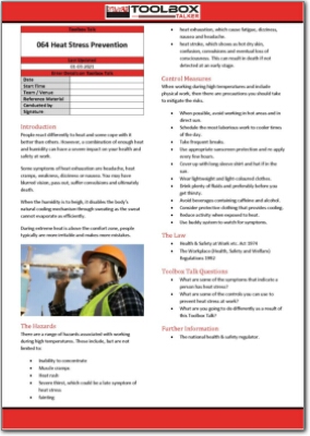 heat stress prevention toolbox talk