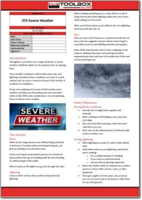 severe weather toolbox talk