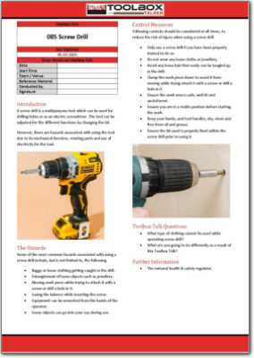 Screw Drill Toolbox Talk