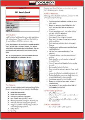 reach truck toolbox talk