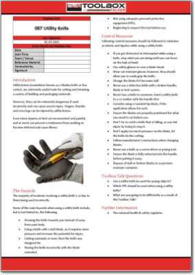 utility knife toolbox talk