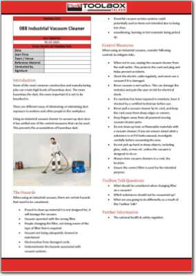 industrial vacuum cleaner toolbox talk