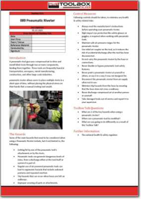 pneumatic riveter toolbox talk