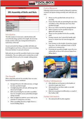 assembly of bolts and nuts toolbox talk
