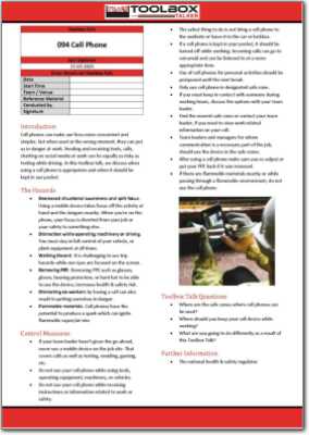 cell phone toolbox talk