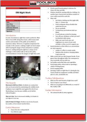 night work toolbox talk